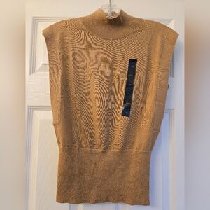 Banana Republic Camel Colored 100% Merino Wool Mockneck Sleeveless Sweater, New